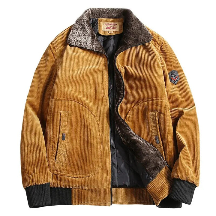 Warme en stijlvolle heren corduroy winterjas, perfect voor koude winterdagen.