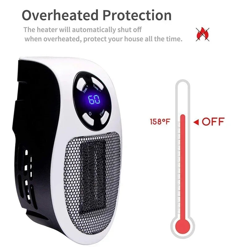 Stijlvolle compacte kachel voor snelle warmte in slaapkamer, kantoor of kleine binnenruimte. Met LED display.