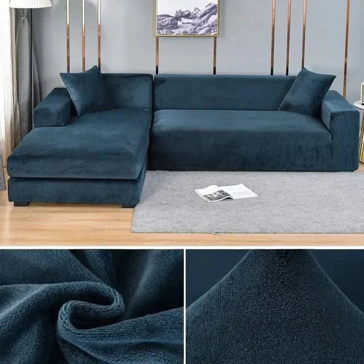 Elegantie en bescherming met deze elastische velours bankhoes voor uw meubel.
