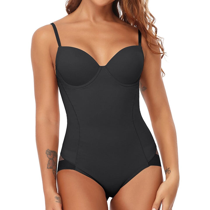 Figuurvormende shapewear bodysuit voor dames, creëert een perfect silhouet en stroomlijnt de taille. Zwart ondergoed.