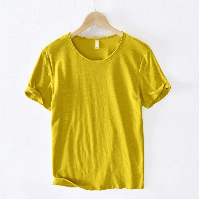 Heren T-shirt met ruwe rand, casual retro stijl, slim-fit voor een eigentijdse look.