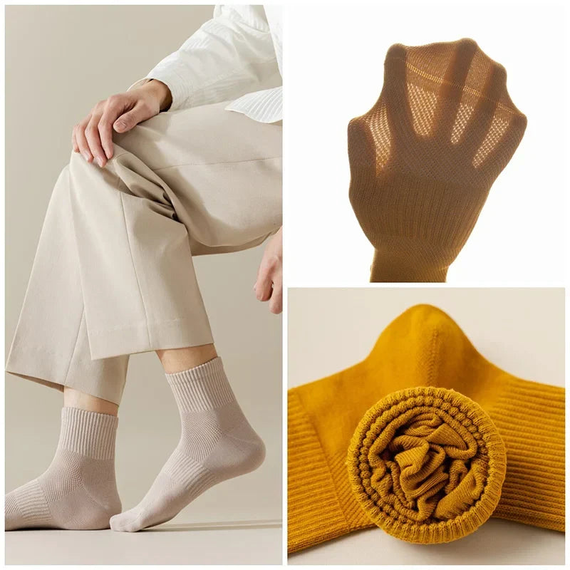 Set van veelzijdige, ademende herensokken van katoen, perfect voor comfort en frisse voeten, maat 39-45.