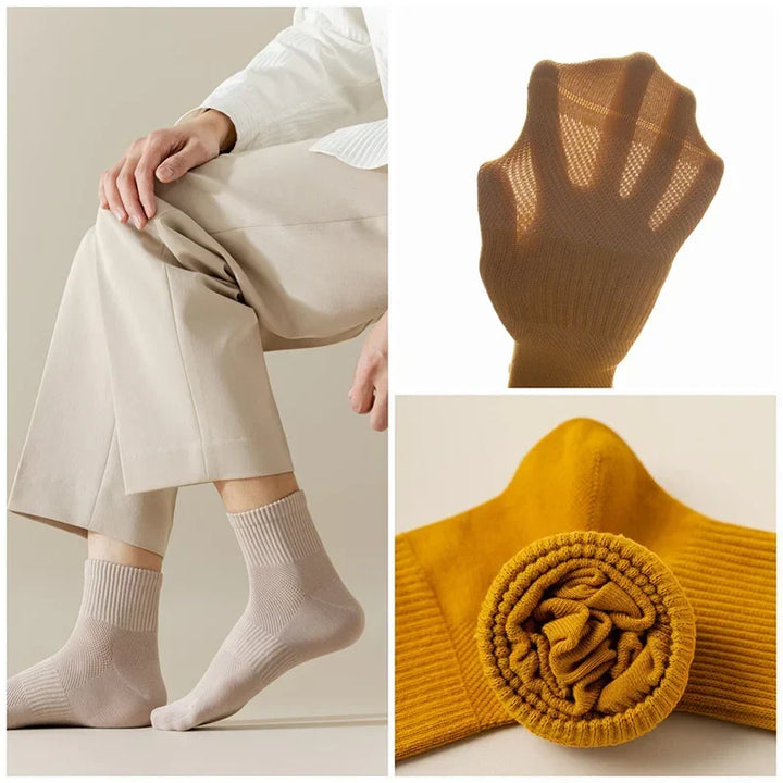 Set van veelzijdige, ademende herensokken van katoen, perfect voor comfort en frisse voeten, maat 39-45.