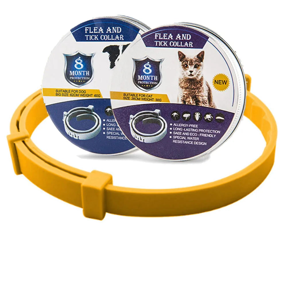 Flexibele vlooi- en tekenhalsband voor huisdieren, 8 maanden effectieve, geurloze bescherming.