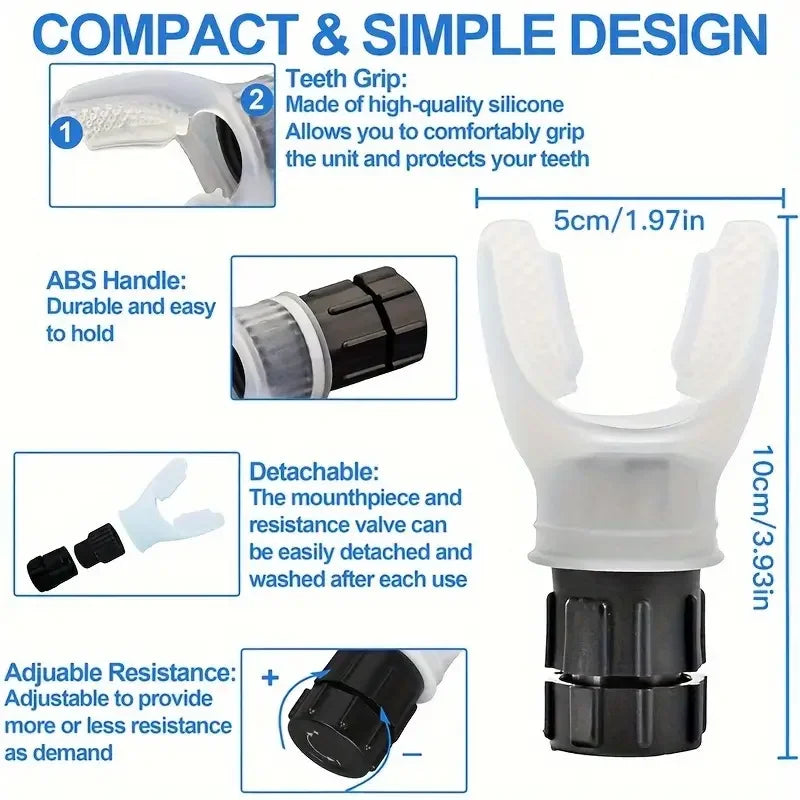 BreatheFit ademhalingstrainer met sportuitrusting. Verbetert ademhaling, uithoudingsvermogen & longcapaciteit voor sporters.