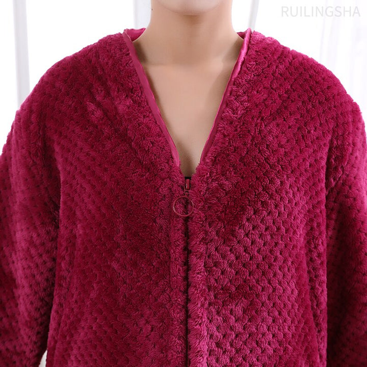 Huispak unisex badjas met rits, thermo, zacht en warm, ideaal voor loungen.
