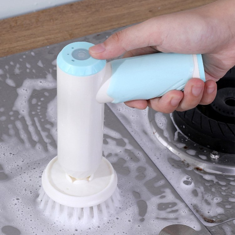 Elektrische reiniger set met verschillende opzetborstels voor badkamer, keuken en voegen, waterdicht.