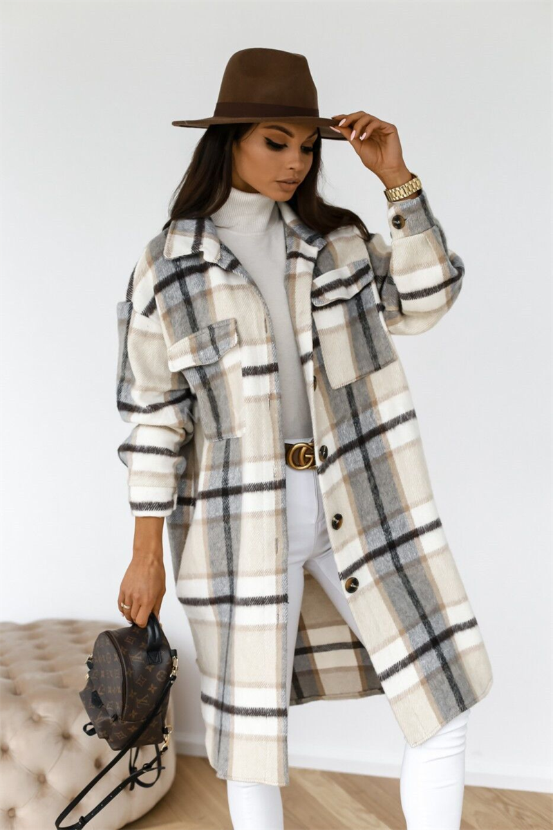 Casual dames plaid jas, perfect voor dagelijks comfort en een trendy stijl. Geschikt voor alle seizoenen.