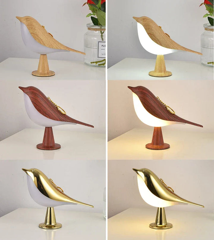 Verlichte dimbare vogel LED nachtlamp, creëert een warme en rustgevende sfeer met zijn zachte licht.
