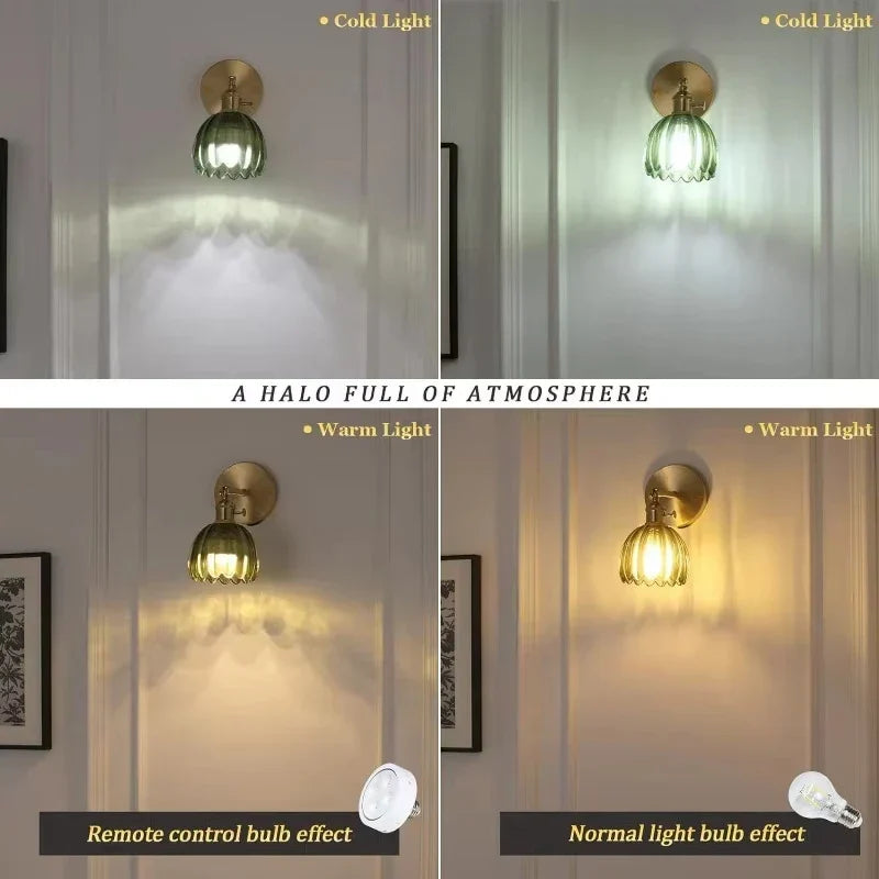 Decoratieve tulp wandlamp: glas en goud, perfecte aanvulling op vintage decor.