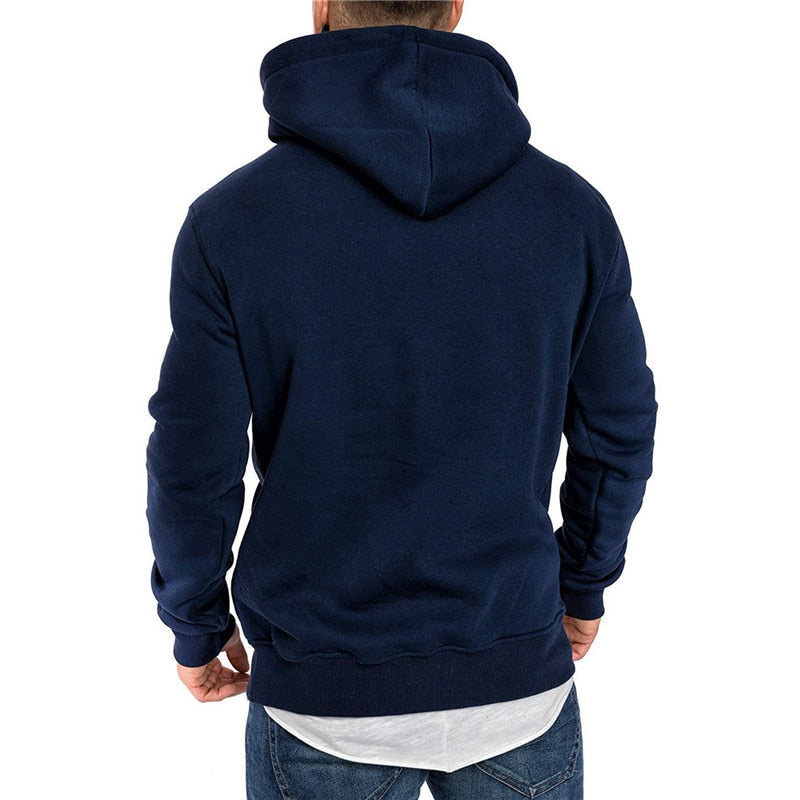 Casual heren hoodie met buidelzak, capuchon en wit koord. Comfortabele sportieve trui, essentieel voor mode.