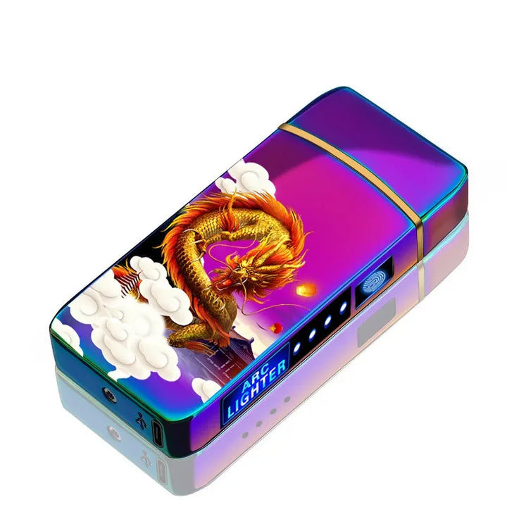 Stijlvolle zwarte winddichte plasma aansteker, USB oplaadbaar en vlamloos.