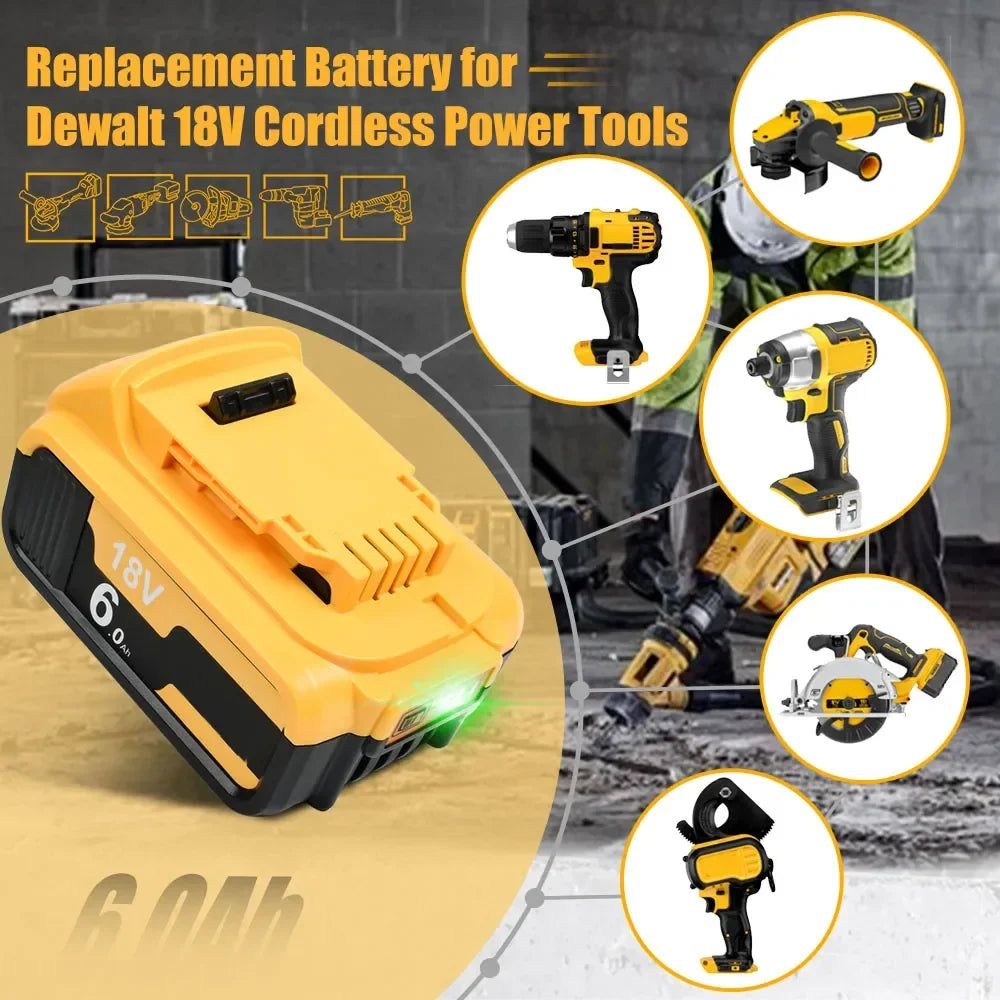 Vervangende 20V accu pack en lader voor Makita & Dewalt gereedschap, universeel compatibel.