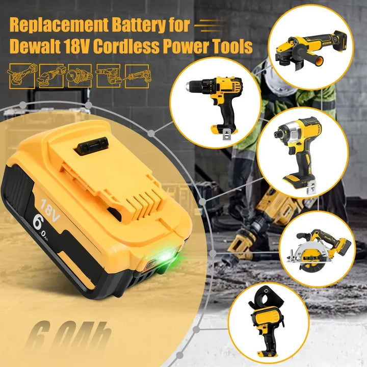 Vervangende 20V accu pack en lader voor Makita & Dewalt gereedschap, universeel compatibel.