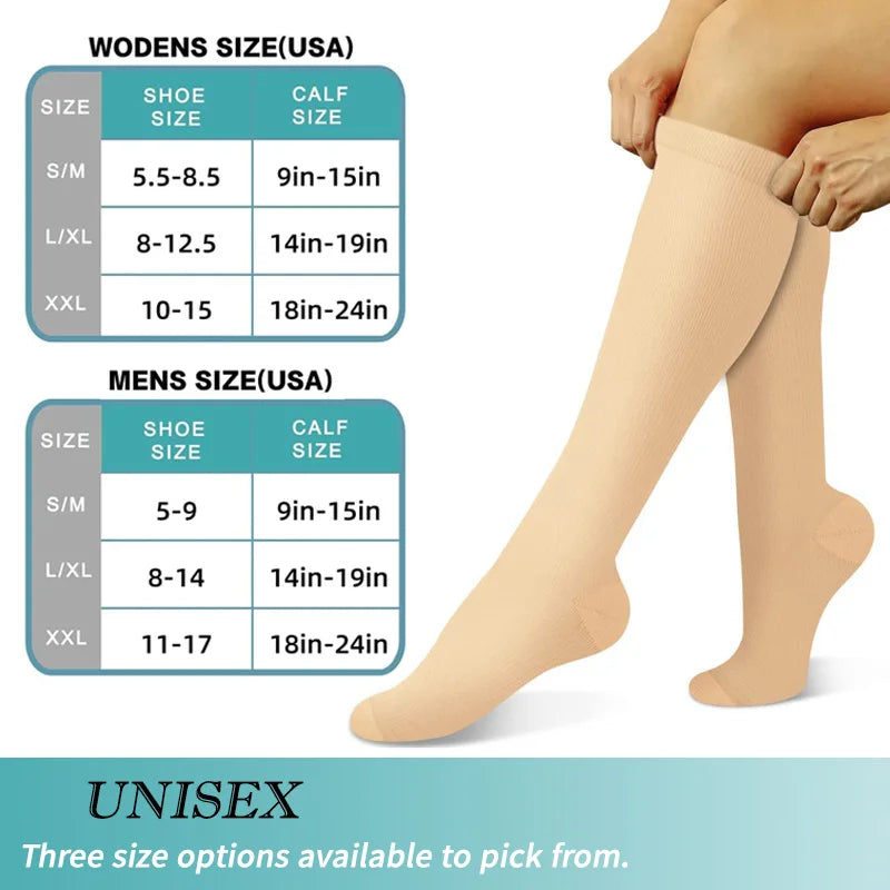 Unisex steunkousen (3 paar) voor optimale ondersteuning. Perfect voor verpleegkundigen en lang staan.