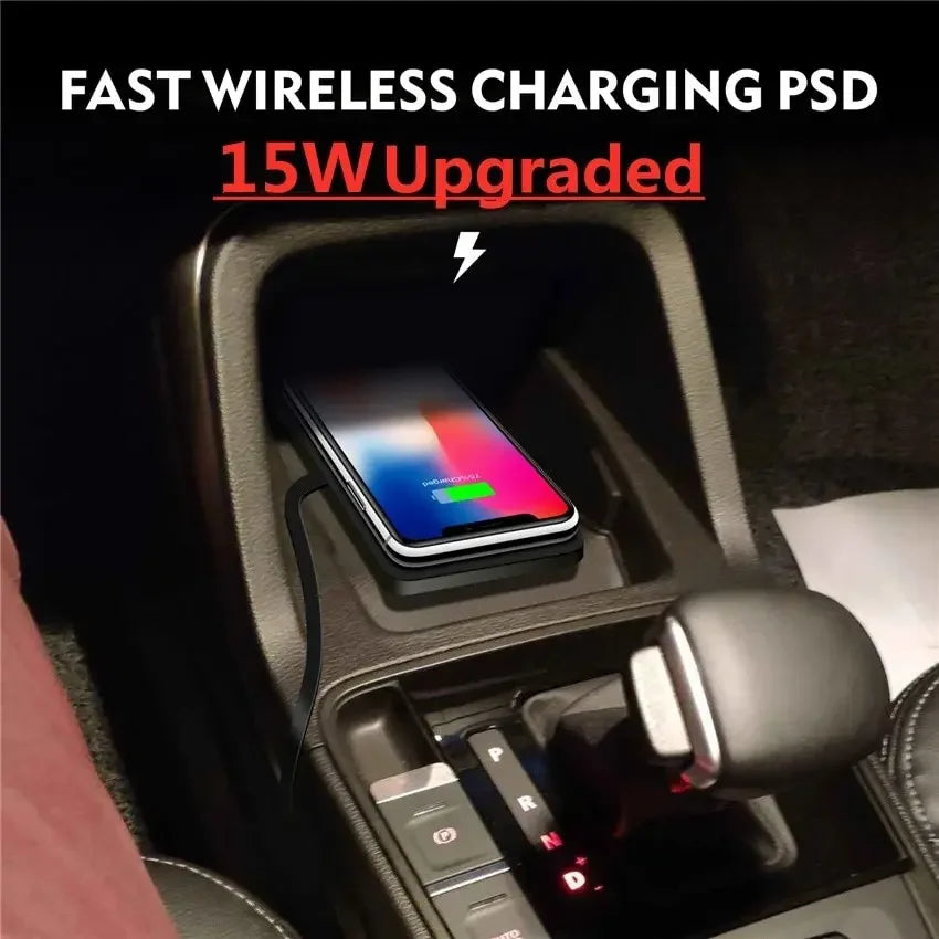 Ultradun universeel draadloos oplaadpad, 15W snellader. Antislip design voor veilige plaatsing van telefoon.
