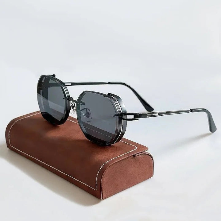 Unisex zonnebril met gepolariseerde glazen en lichtgewicht aluminium montuur, ideaal voor UV-bescherming in de zomer.