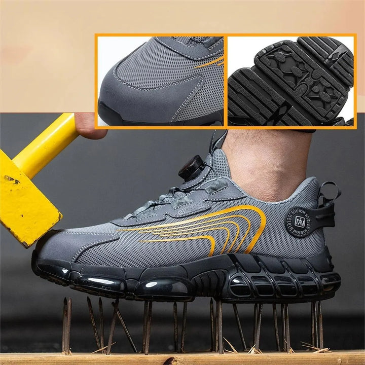 Stijlvolle heren werkschoenen S1P, met draaibare gesp en optimale comfort voor elke werkplek.