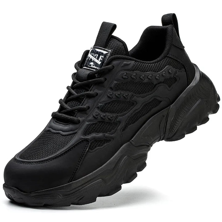 Hoogwaardige veters en stevige oogjes van de Rocco heren werkschoenen, voor een perfecte pasvorm en veiligheid.