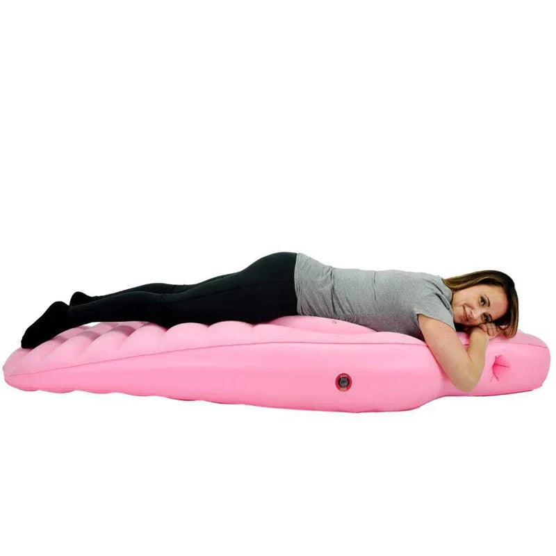 Ergonomisch opblaasbaar zwangerschapskussen; verlicht rugpijn, nekpijn en spanning bij zwangere vrouwen.