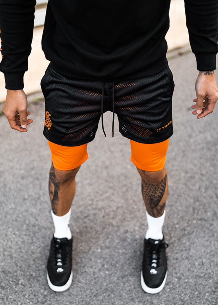 Gym shorts heren, comfortabel en ademend voor intense workouts, met compressie binnenbroek.