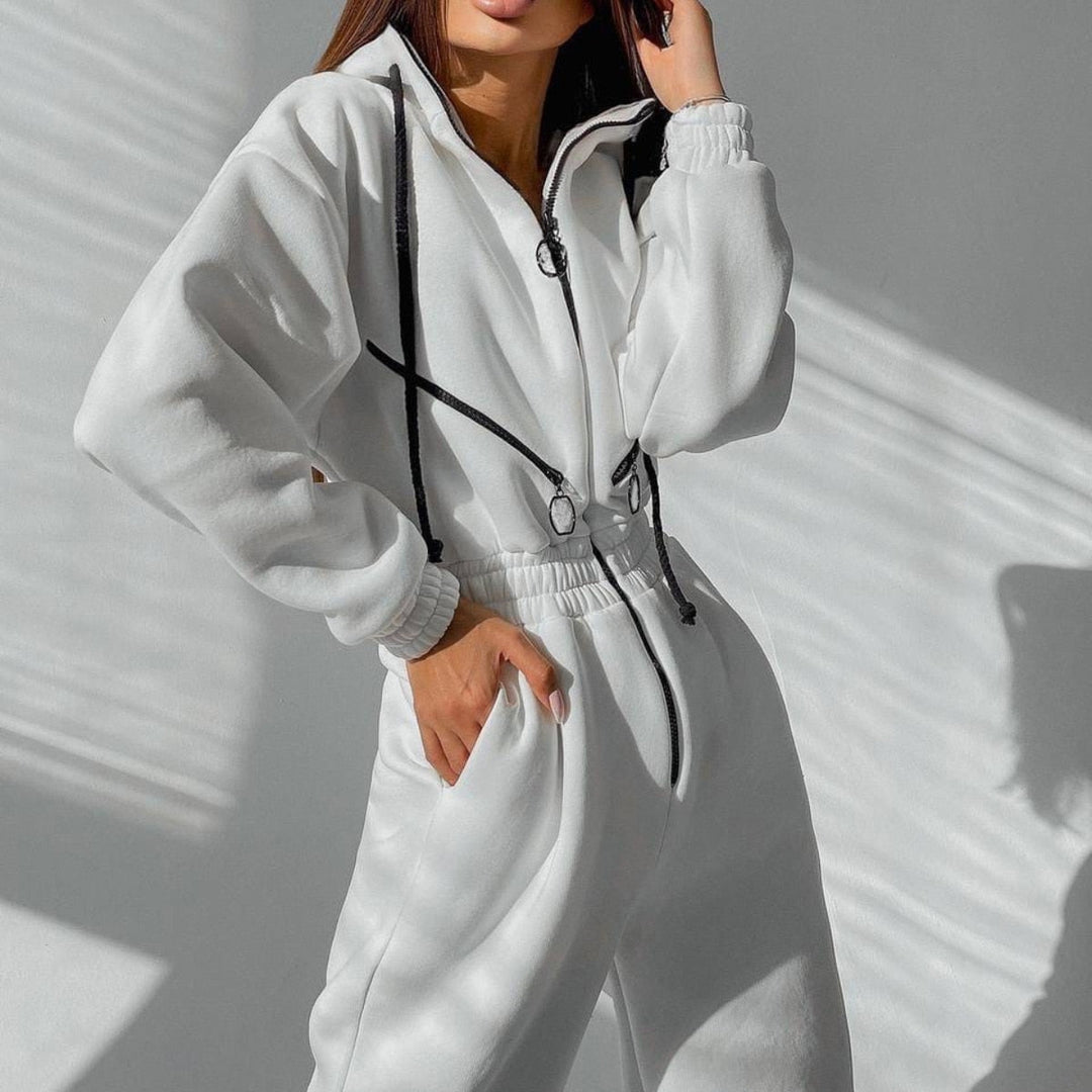 Dames hoody jumpsuit (onesie), ultiem comfort voor thuisgebruik en ontspanning.