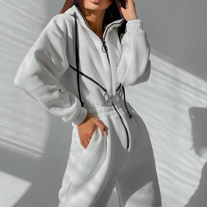 Dames hoody jumpsuit (onesie), ultiem comfort voor thuisgebruik en ontspanning.