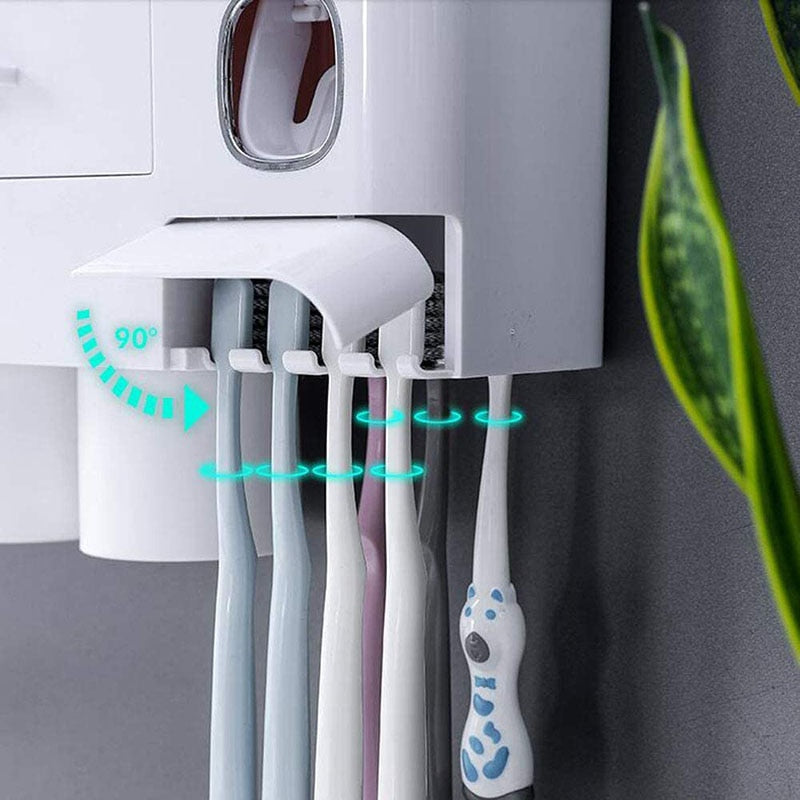 Ruime badkamer organizer met handige opbergladen en tandenborstelhouders; creëer extra ruimte in je badkamer.