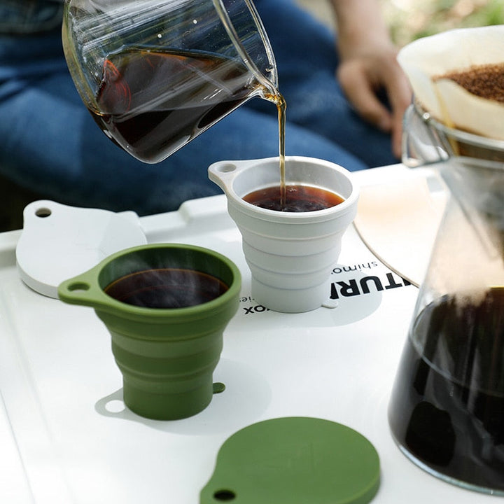 Milieuvriendelijke opvouwbare reiscop, siliconen drinkbeker voor kamperen en reizen.