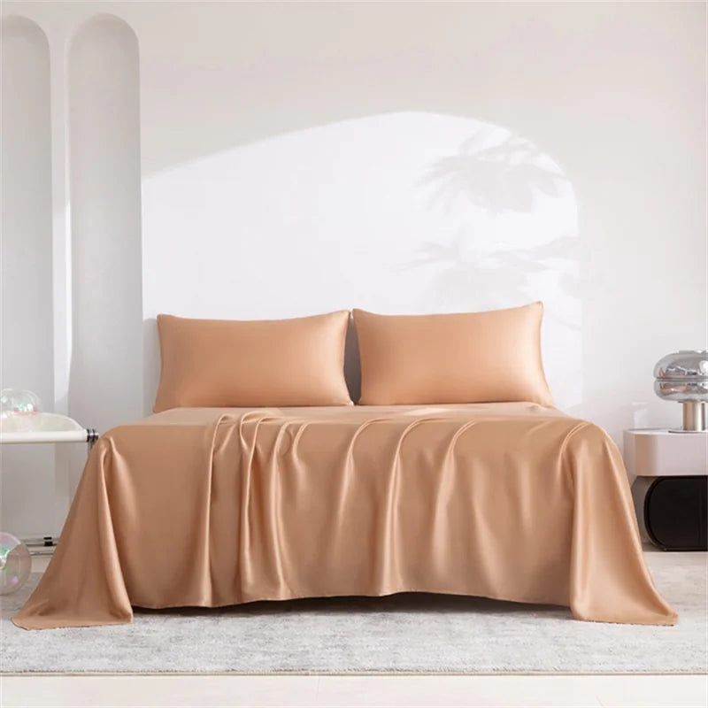 Premium zijdezacht laken, synoniem voor comfort en luxe in uw slaapkamer beddengoed.