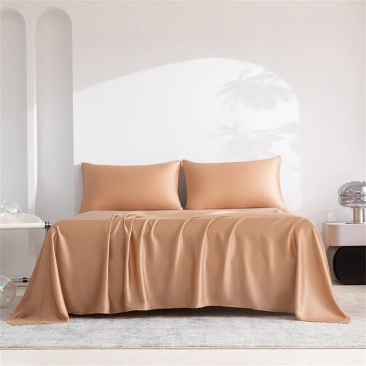Premium zijdezacht laken, synoniem voor comfort en luxe in uw slaapkamer beddengoed.