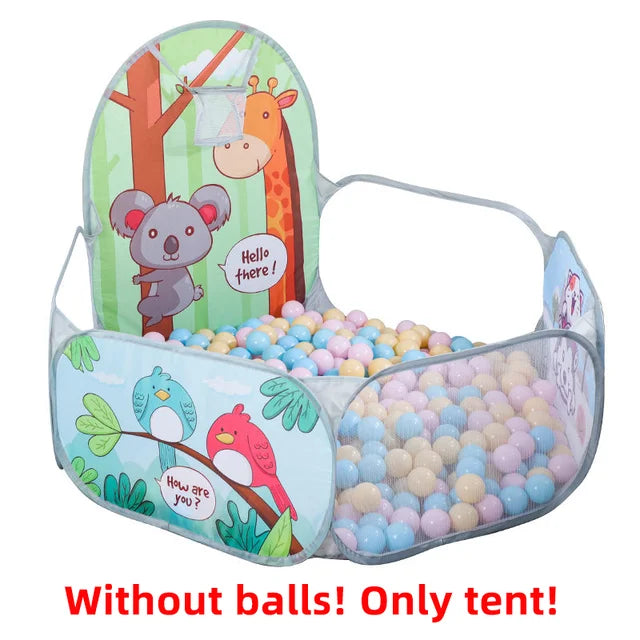 Veelzijdige opvouwbare speeltent met geïntegreerde basketbalring, uren speelplezier als ballenbak, binnen en buiten.