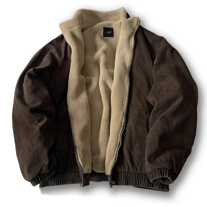Robuust gewatteerd heren winterjack in vintage streetwear stijl. Unisex jas, warm en trendy voor buitenkleding.