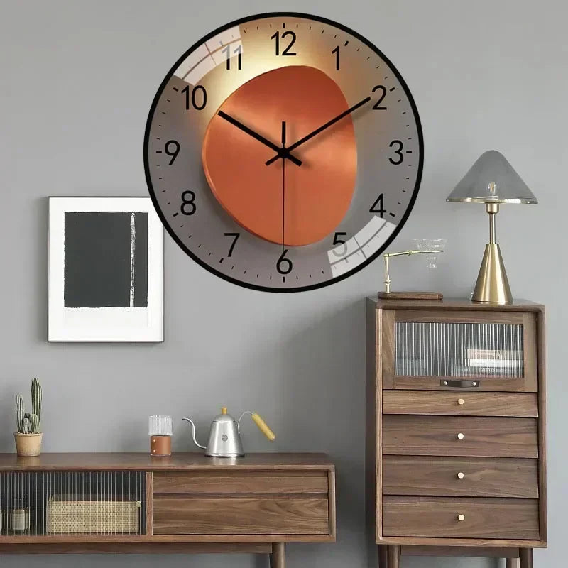 Klassieke wandklok voor woonkamer, stil design, elegante huisdecoratie, sfeervolle toevoeging.