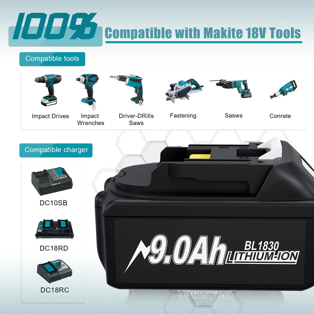 Langdurige Makita 18V 9.0 Ah BL1850 Li-ion accu. Essentieel voor zwaar gereedschap, maximale power.