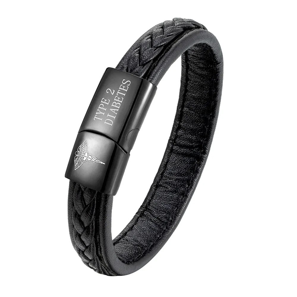 Medische armband heren, RVS, graveerbaar voor persoonlijke medische informatie en alerts.