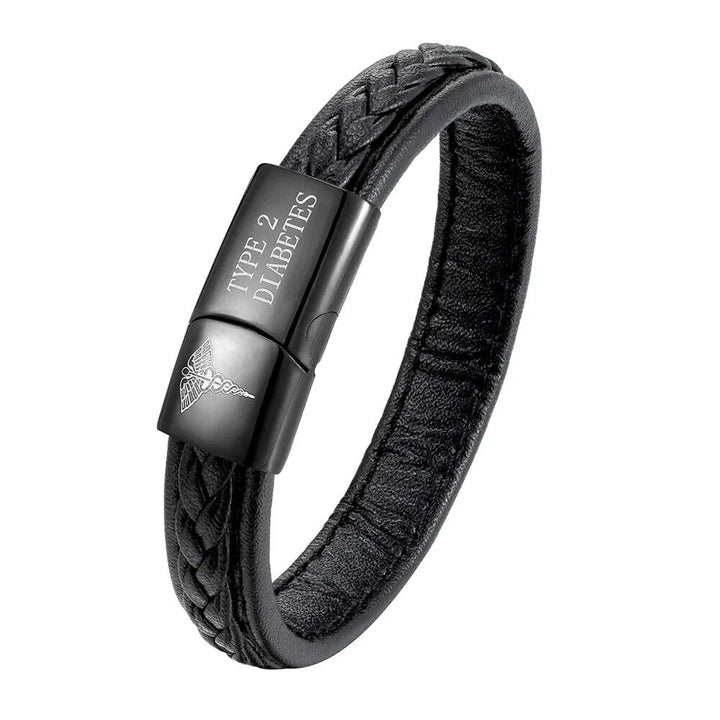 Medische armband heren, RVS, graveerbaar voor persoonlijke medische informatie en alerts.