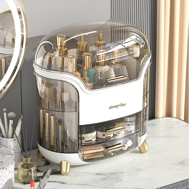Compact make-up opbergsysteem, houdt al je beauty hulpmiddelen georganiseerd en stofvrij.