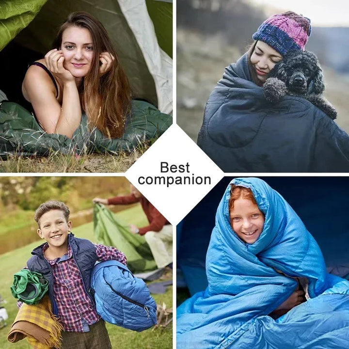 Comfortabele 4-seizoenen slaapzak voor ontspannen slaap tijdens je kampeer- en outdoor reizen. Zacht materiaal.
