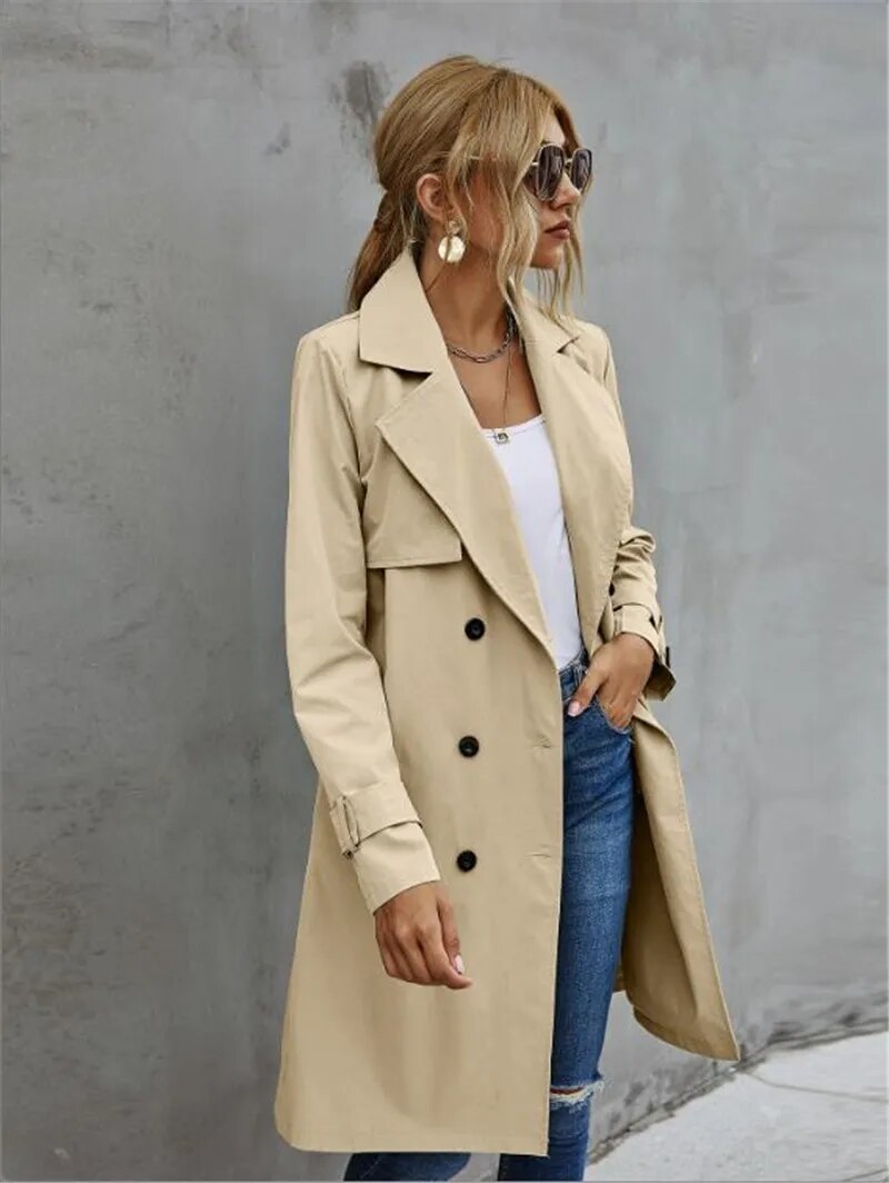 Chique dames trenchcoat Kelly, een elegante jas voor overgangsseizoenen, verkrijgbaar in mintgroen.