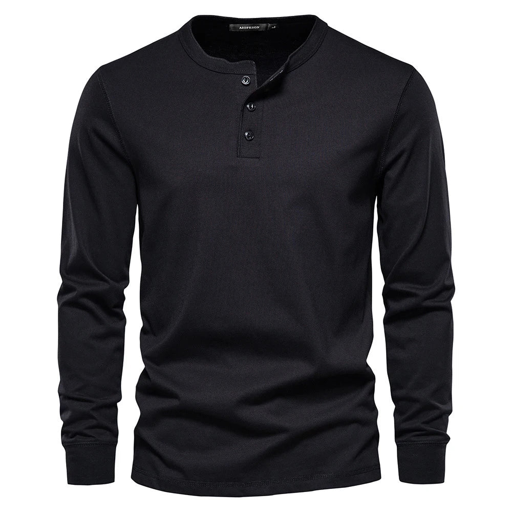 Stijlvol heren Henley shirt met lange mouwen, casual look, perfect voor herenmode.