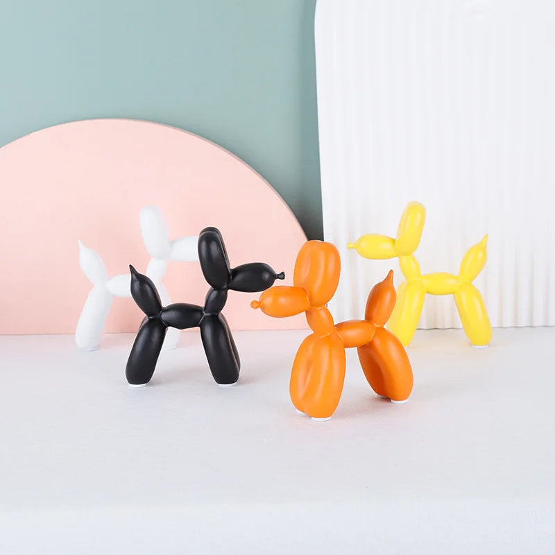 Modern Scandinavisch hars ballon hond beeldje, stijlvolle interieur decoratie voor elk huis.