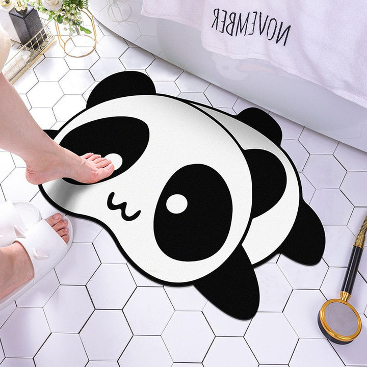 Decoratieve antislip badmat met leuke dierenprint (panda/hond), ideaal voor comfort in de badkamer.