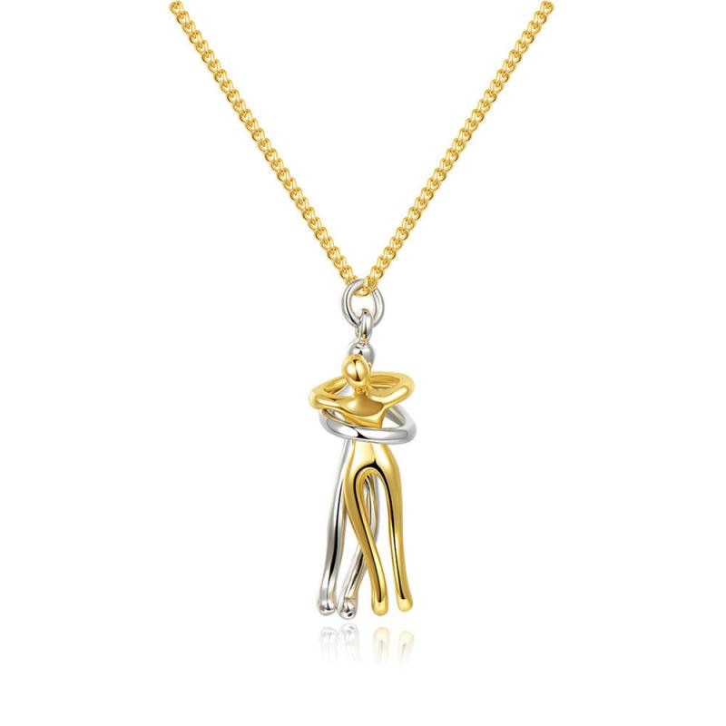 Unisex Omhelzing hanger ketting RVS, symbool van liefde & verbondenheid. Perfect cadeau voor koppels.