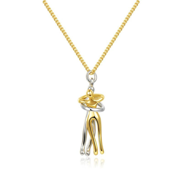 Unisex Omhelzing hanger ketting RVS, symbool van liefde & verbondenheid. Perfect cadeau voor koppels.