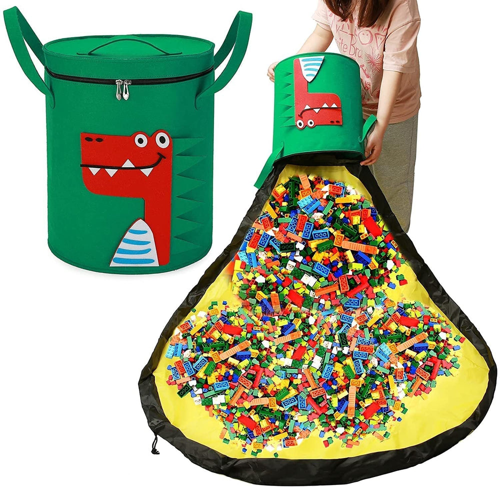 Rond kinder speelkleed en opbergmand van vilt met leeuw design. Perfect voor spelen en snel opbergen.