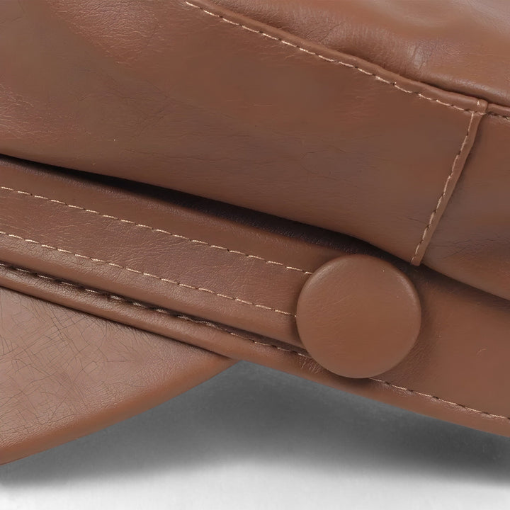 Comfortabele en stijlvolle achthoekige damesmuts van PU-leer, ideaal voor een modieuze look.