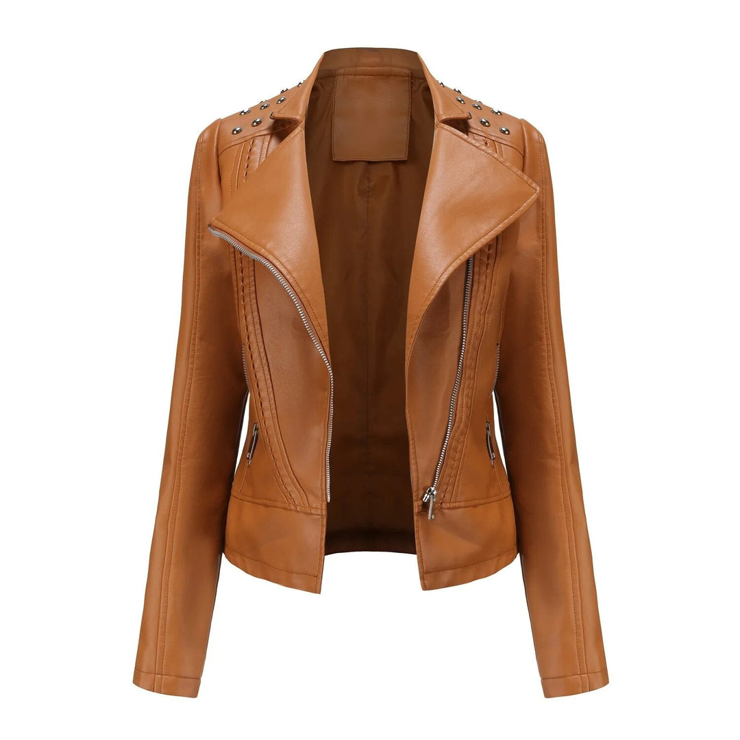 Stijlvolle damesjas met unieke studs, ideaal als herfstjas of winterjas.