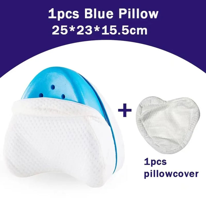 Het ComfortFoam beenkussen past zich aan, ideaal voor zijslapers die rugpijn verlichting en ergonomisch slaapcomfort zoeken.