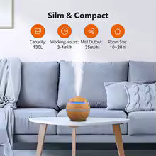Aromatherapie diffuser met fluisterstille bevochtiging en LED-verlichting, perfect voor rust en welzijn thuis.